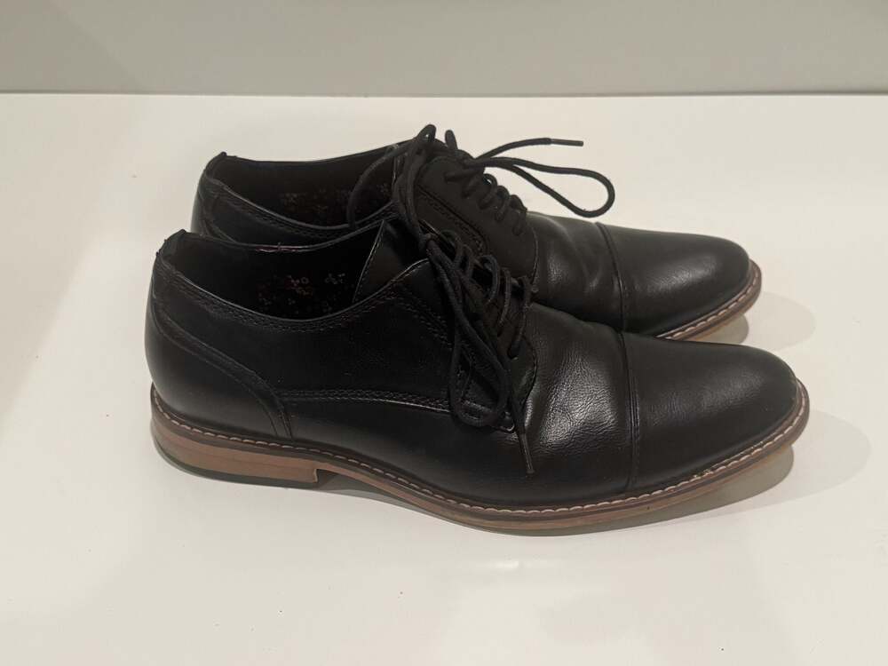 Steve Madden Achar Black Cap Toe Oxford Dress Shoes Size 10.5